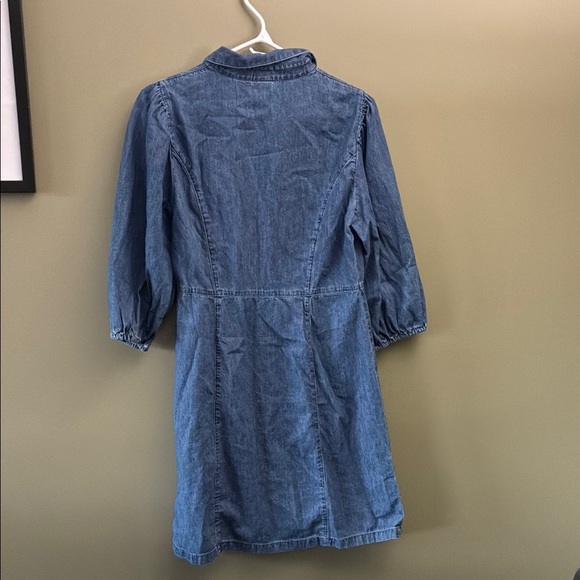 GAP Blue Buttoned Midi Dress with Notched Collar - Picture 6 of 10
